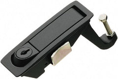 Made in USA - 4.29" Long x 1.61" Wide x 3.31" High, Lever Latch - Zinc Plated Steel, with Black Powder Coat Finish - Industrial Tool & Supply