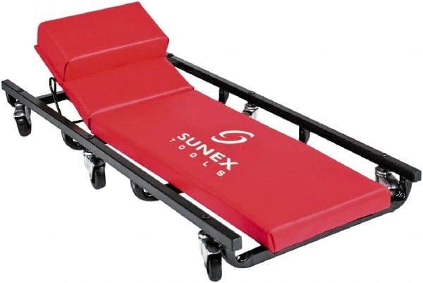 Sunex Tools - 250 Lb Capacity, 6 Wheel Creeper (with Adjustable Headrest) - Metal/Vinyl, 40" Long x 17" Overall Height x 4" Wide - Industrial Tool & Supply