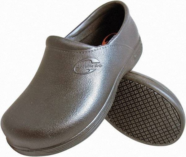 Genuine Grip - Women's Medium Width Plain Work Shoe - Black, EVA Upper, Rubber Outsole, 4" High, Dielectric, Non-Slip, Waterproof - Industrial Tool & Supply