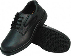 Genuine Grip - Men's Size 12 Wide Width Plain Work Shoe - Black, Leather Upper, Rubber Outsole, 4" High, Dielectric, Non-Slip - Industrial Tool & Supply
