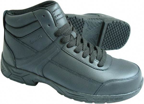 Genuine Grip - Unisex Size 8.5 Medium Width Steel Work Boot - Black, Leather Upper, Rubber Outsole, 6" High, Dielectric, Non-Slip - Industrial Tool & Supply