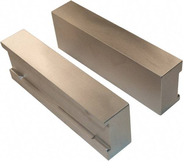 Jet Machining - 6" Wide x 2" High x 1-1/8" Thick, Flat/No Step Vise Jaw - Soft, Aluminum, Moveable Jaw, Compatible with 6" Vises - Industrial Tool & Supply