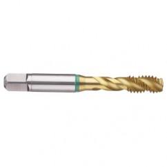 M12x1.75 6H 3-Flute Cobalt Green Ring Semi-Bottoming 40 degree Spiral Flute Tap-TiN - Industrial Tool & Supply