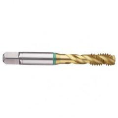 M2x0.40 6H 3-Flute Cobalt Green Ring Semi-Bottoming 40 degree Spiral Flute Tap-TiN - Industrial Tool & Supply