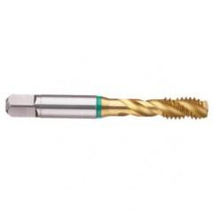 10-24 2B 3-Flute Cobalt Green Ring Semi-Bottoming 40 degree Spiral Flute Tap-TiN - Industrial Tool & Supply