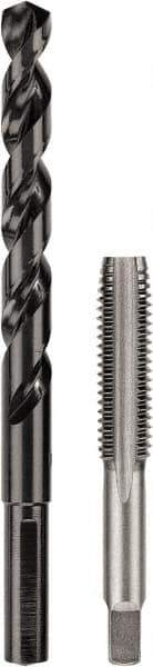 DeWALT - 27/64 to 27/64 Drill, 1/2-13 to 1/2-13 Tap, Hand Tap and Drill Set - Oxide Finish High Speed Steel Drills, Bright Finish Carbon Steel Taps, Taper Chamfer, 2 Piece Set - Exact Industrial Supply