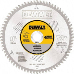 DeWALT - 9" Diam, 1" Arbor Hole Diam, 72 Tooth Wet & Dry Cut Saw Blade - Steel, Crosscutting Action, Standard Round Arbor - Industrial Tool & Supply