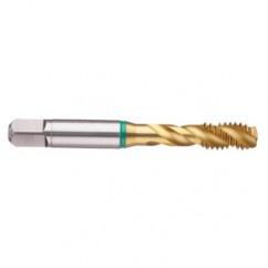10-32 2B 3-Flute Cobalt Green Ring Semi-Bottoming 40 degree Spiral Flute Tap-TiN - Industrial Tool & Supply