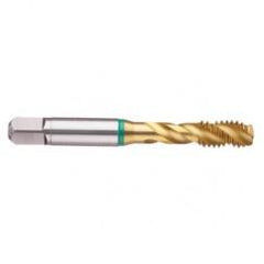1/4-28 2B 3-Flute Cobalt Green Ring Semi-Bottoming 40 degree Spiral Flute Tap-TiN - Industrial Tool & Supply