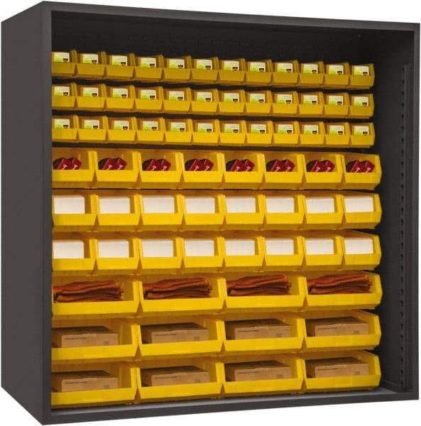 Durham - 72 Bin Enclosed Shelving - 72 Inch Overall Width x 24 Inch Overall Depth x 72 Inch Overall Height, Yellow Polyethylene Bins - Industrial Tool & Supply