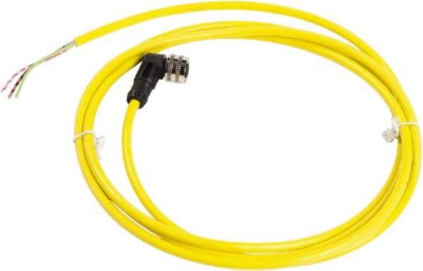 Telemecanique Sensors - 4 Amp, 1/2-20 UNF 3 Pin Elbowed Female Cordset Sensor and Receptacle - 250 VAC, 300 VDC, 2m Cable Length, IP67 Ingress Rating - Industrial Tool & Supply
