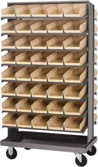 Quantum Storage - 80 Bin Sloping Shelf - 36 Inch Overall Width x 24 Inch Overall Depth x 66 Inch Overall Height, Ivory Polypropylene Bins - Industrial Tool & Supply