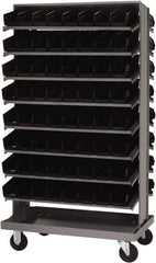 Quantum Storage - 128 Bin Sloping Shelf - 36 Inch Overall Width x 24 Inch Overall Depth x 66 Inch Overall Height, Black Polypropylene Bins - Industrial Tool & Supply