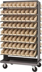 Quantum Storage - 128 Bin Sloping Shelf - 36 Inch Overall Width x 24 Inch Overall Depth x 66 Inch Overall Height, Ivory Polypropylene Bins - Industrial Tool & Supply