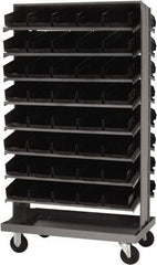 Quantum Storage - 80 Bin Sloping Shelf - 36 Inch Overall Width x 24 Inch Overall Depth x 66 Inch Overall Height, Black Polypropylene Bins - Industrial Tool & Supply
