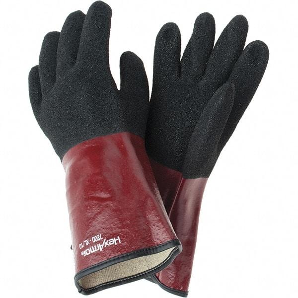 HexArmor - Chemical Resistant Gloves - GNTLET BLK/RED XL 1PR TEXTURD PVC CHEM RES GLV - Industrial Tool & Supply