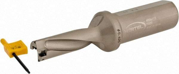 Hertel - 1-7/8" Max Drill Depth, 3xD, 5/8" Diam, Indexable Insert Drill - 2 Inserts, 1" Shank Diam, Straight Shank - Industrial Tool & Supply