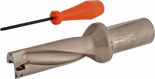 Hertel - 3-15/16" Max Drill Depth, 3xD, 1-5/16" Diam, Indexable Insert Drill - 2 Inserts, 1-1/2" Shank Diam, Straight Shank - Industrial Tool & Supply