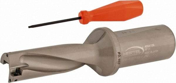 Hertel - 2-13/16" Max Drill Depth, 3xD, 15/16" Diam, Indexable Insert Drill - 2 Inserts, 1-1/4" Shank Diam, Straight Shank - Industrial Tool & Supply