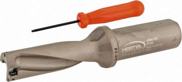 Hertel - 2-5/8" Max Drill Depth, 3xD, 7/8" Diam, Indexable Insert Drill - 2 Inserts, 1" Shank Diam, Straight Shank - Industrial Tool & Supply
