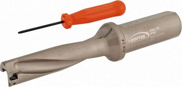 Hertel - 3-1/4" Max Drill Depth, 4xD, 13/16" Diam, Indexable Insert Drill - 2 Inserts, 1" Shank Diam, Straight Shank - Industrial Tool & Supply