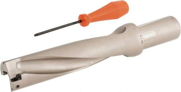 Hertel - 6-1/2" Max Drill Depth, 4xD, 1-5/8" Diam, Indexable Insert Drill - 2 Inserts, 1-1/2" Shank Diam, Straight Shank - Industrial Tool & Supply