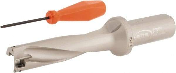 Hertel - 3.622" Max Drill Depth, 4xD, 0.9055" Diam, Indexable Insert Drill - 2 Inserts, 63/64" Shank Diam, Straight Shank - Industrial Tool & Supply