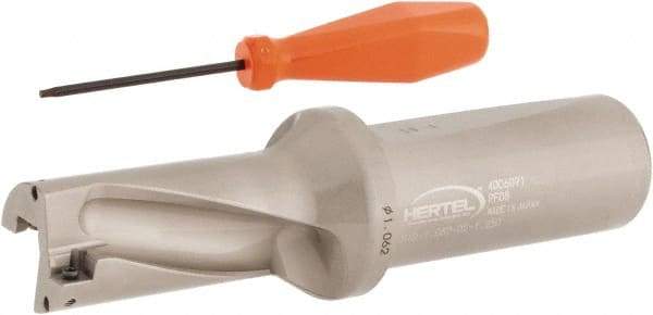 Hertel - 2-1/8" Max Drill Depth, 2xD, 1-1/16" Diam, Indexable Insert Drill - 2 Inserts, 1-1/4" Shank Diam, Straight Shank - Industrial Tool & Supply