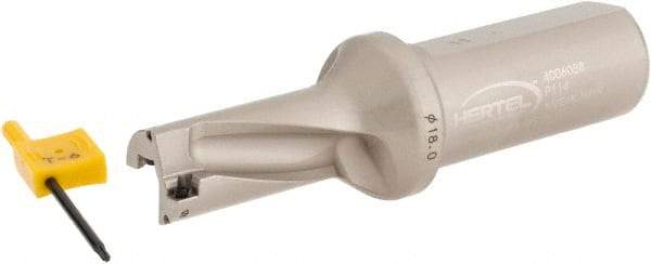 Hertel - 1-5/12" Max Drill Depth, 2xD, 0.7087" Diam, Indexable Insert Drill - 2 Inserts, 63/64" Shank Diam, Straight Shank - Industrial Tool & Supply