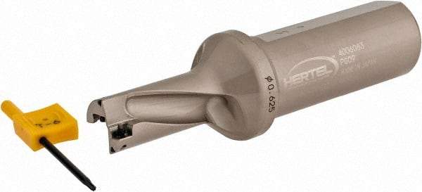 Hertel - 1-1/4" Max Drill Depth, 2xD, 5/8" Diam, Indexable Insert Drill - 2 Inserts, 1" Shank Diam, Straight Shank - Industrial Tool & Supply