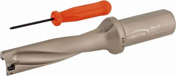 Hertel - 3.3071" Max Drill Depth, 4xD, 0.8268" Diam, Indexable Insert Drill - 2 Inserts, 63/64" Shank Diam, Straight Shank - Industrial Tool & Supply