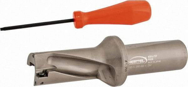 Hertel - 2-1/2" Max Drill Depth, 2xD, 1-1/4" Diam, Indexable Insert Drill - 2 Inserts, 1-1/4" Shank Diam, Straight Shank - Industrial Tool & Supply