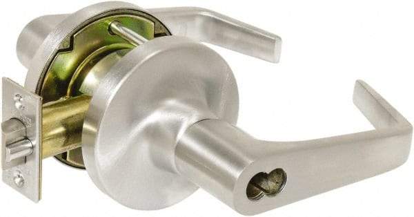 Falcon - Storeroom Lever Lockset - 2-3/4" Back Set, Steel, Brushed Chrome Finish - Industrial Tool & Supply