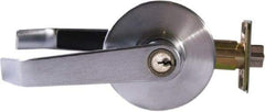 Arrow Lock - Entry Lever Lockset - 2-3/4" Back Set, Steel, Brushed Chrome Finish - Industrial Tool & Supply