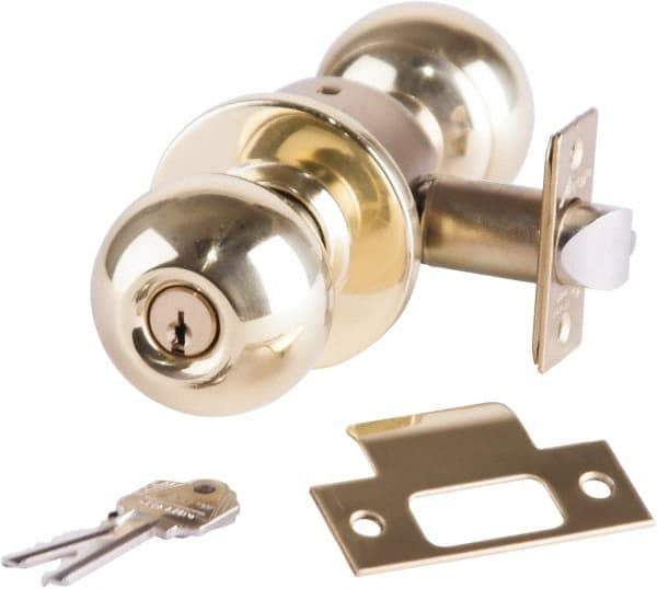 Arrow Lock - Entrance Lever Lockset - 2-3/4" Back Set, Steel, Bright Brass Finish - Industrial Tool & Supply