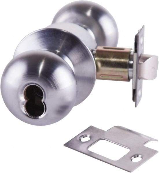 Arrow Lock - Entrance Lever Lockset - 2-3/4" Back Set, Steel, Brushed Chrome Finish - Industrial Tool & Supply