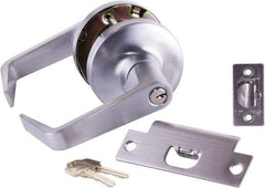 Arrow Lock - Storeroom Lever Lockset - 2-3/4" Back Set, Steel, Brushed Chrome Finish - Industrial Tool & Supply
