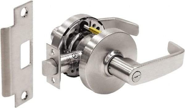 Sargent - Privacy Lever Lockset - 2-3/4" Back Set, Steel, Brushed Chrome Finish - Industrial Tool & Supply