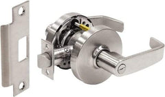 Sargent - Privacy Lever Lockset - 2-3/4" Back Set, Steel, Brushed Chrome Finish - Industrial Tool & Supply
