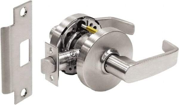 Sargent - Passage Lever Lockset - 2-3/4" Back Set, Steel, Brushed Chrome Finish - Industrial Tool & Supply