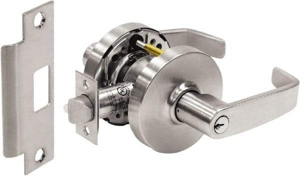 Sargent - Classroom Lever Lockset - 2-3/4" Back Set, Steel, Brushed Chrome Finish - Industrial Tool & Supply