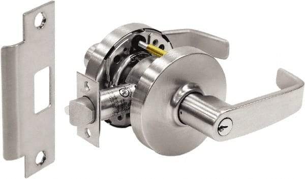 Sargent - Storeroom Lever Lockset - 2-3/4" Back Set, Steel, Brushed Chrome Finish - Industrial Tool & Supply