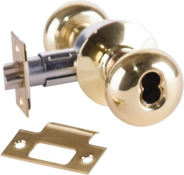Arrow Lock - Entrance Lever Lockset - 2-3/4" Back Set, Steel, Bright Brass Finish - Industrial Tool & Supply