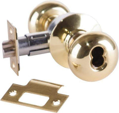 Arrow Lock - Entrance Lever Lockset - 2-3/4" Back Set, Steel, Bright Brass Finish - Industrial Tool & Supply
