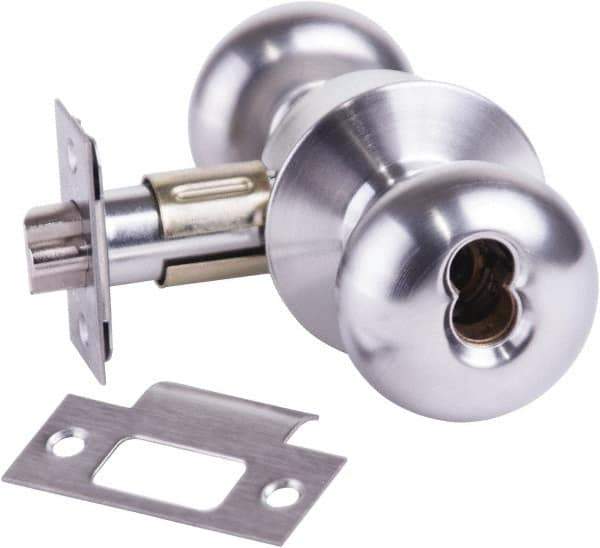 Arrow Lock - Entrance Lever Lockset - 2-3/4" Back Set, Steel, Brushed Chrome Finish - Industrial Tool & Supply