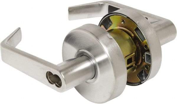 Arrow Lock - Entry Lever Lockset - 2-3/4" Back Set, Steel, Brushed Chrome Finish - Industrial Tool & Supply