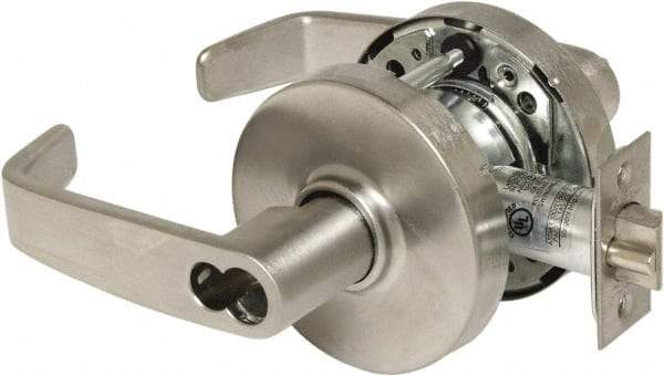 Sargent - Storeroom Lever Lockset - 2-3/4" Back Set, Steel, Brushed Chrome Finish - Industrial Tool & Supply
