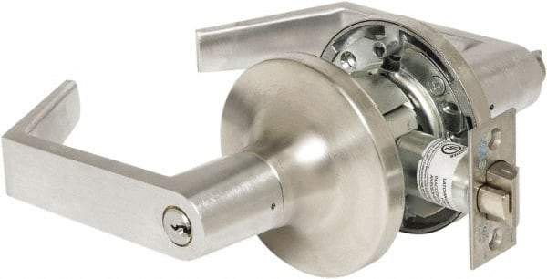 Yale - Entrance Lever Lockset - 2-3/4" Back Set, Steel, Brushed Chrome Finish - Industrial Tool & Supply