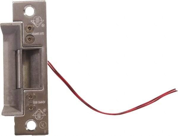 Adams Rite - 1.63" Long x 1" Wide, Satin Stainless Steel Finish, Electric Door Strike - 12 Volt, DC Power, Zinc Alloy - Industrial Tool & Supply