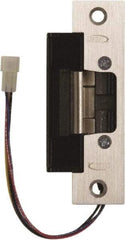 Rutherford - 4.88" Long x 1-1/4" Wide, Satin Stainless Steel Finish, Electric Door Strike - Field Selectable 12 or 24 VDC & 12-24 VAC, Corded Power, Zinc Alloy - Industrial Tool & Supply